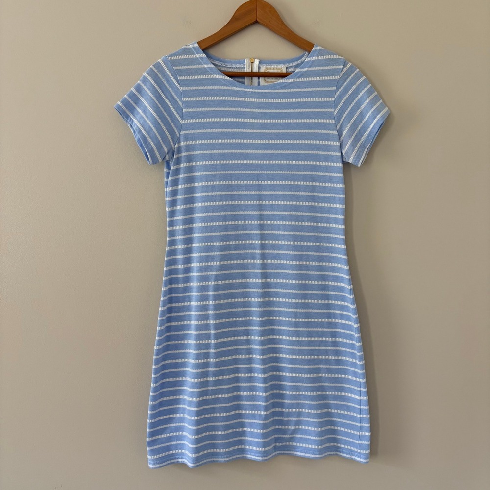 Sail to Sable T-Shirt Dress Medium Blue White Striped Preppy Nautical Back Zip